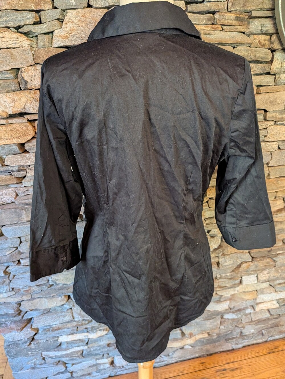 Studio 1940 NWT Black Gathered Blouse Cotton Spandex Size 14/16 - Picture 4 of 7